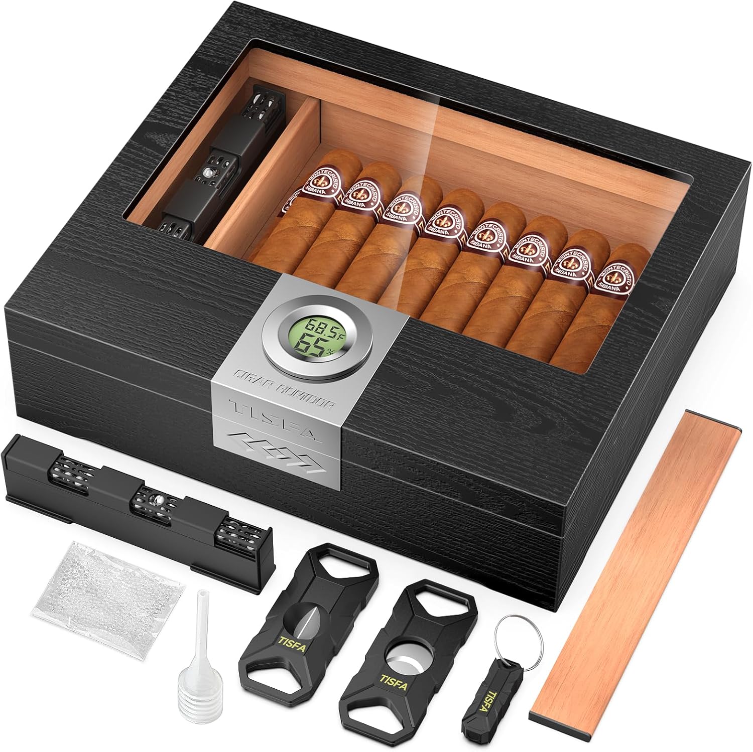 Cigar Cutter Set - Cedar Wood Cigar Humidor Box Set