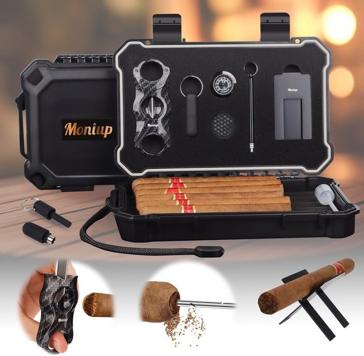 Portable Cigar Humidor Set wit - Cigar Cutter Set 리뷰 및 가격