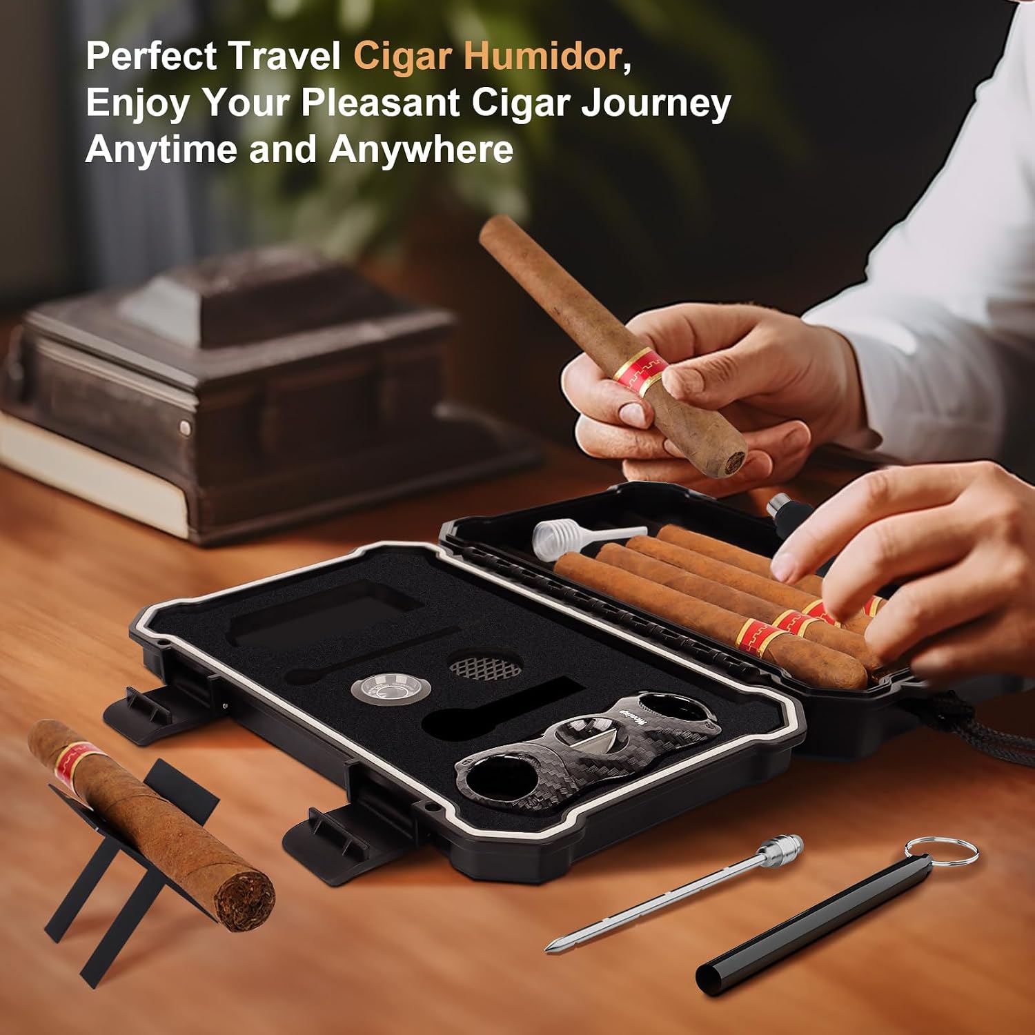 Portable Cigar Humidor Set wit - Cigar Cutter Set 리뷰 및 가격