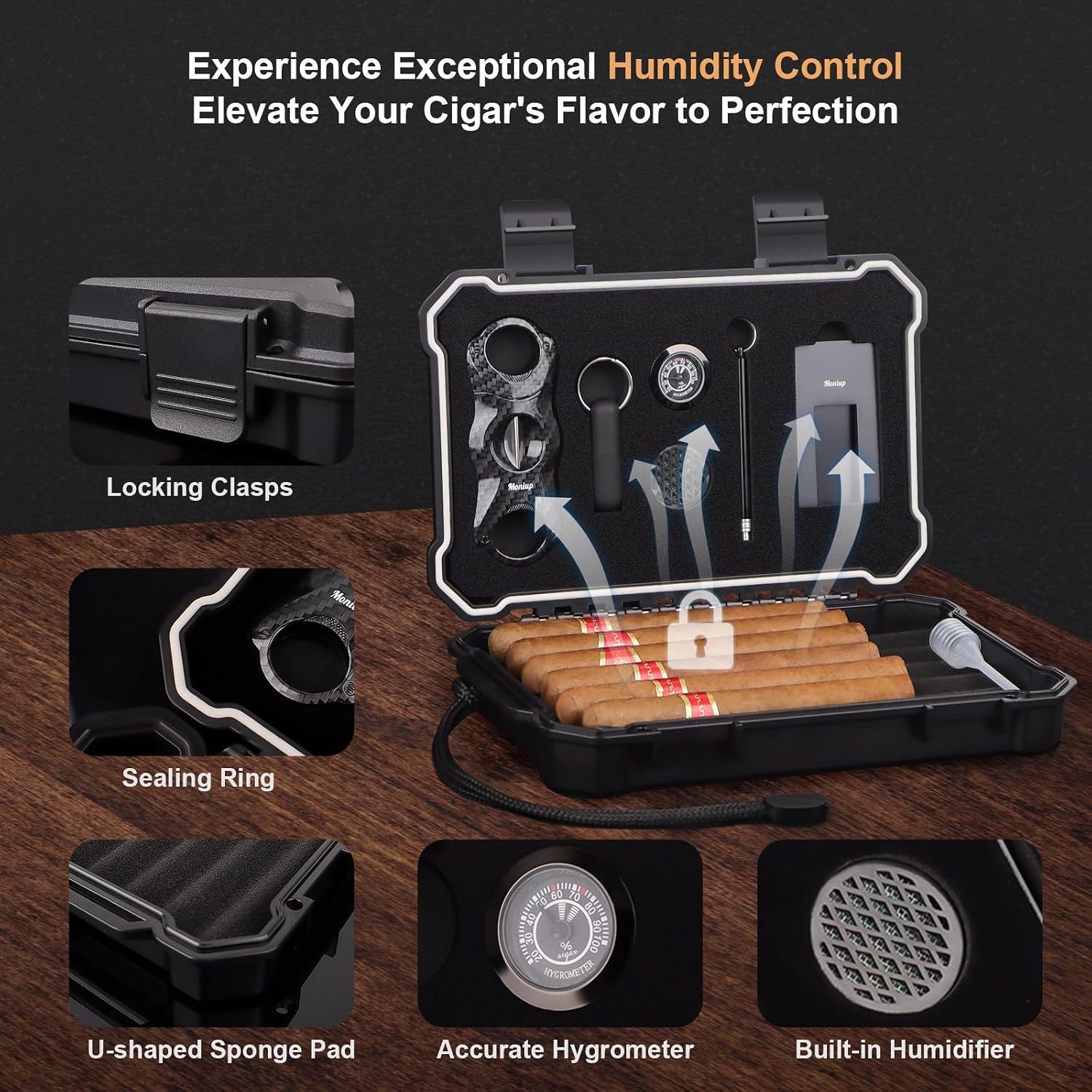 Portable Cigar Humidor Set wit - Cigar Cutter Set 리뷰 및 가격