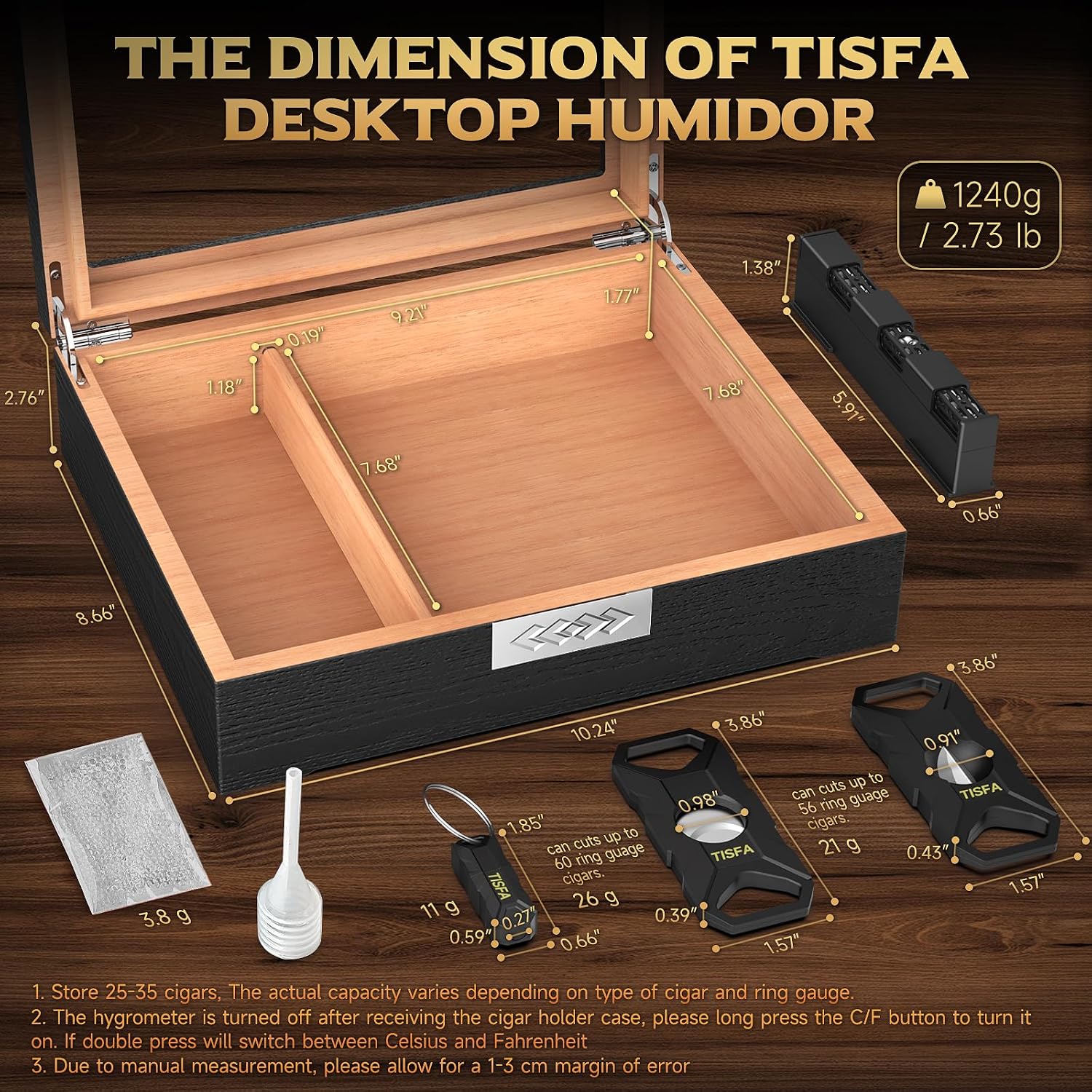 Cedar Wood Cigar Humidor Box S - Cigar Cutter Set 리뷰 및 가격