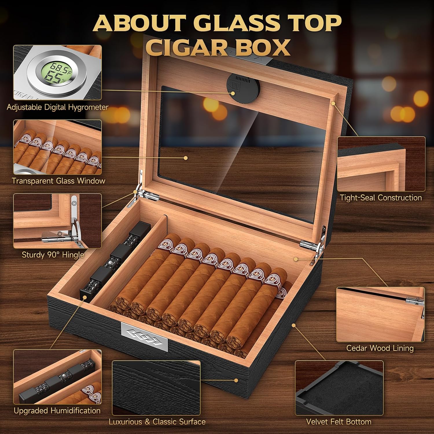 Cedar Wood Cigar Humidor Box S - Cigar Cutter Set 리뷰 및 가격