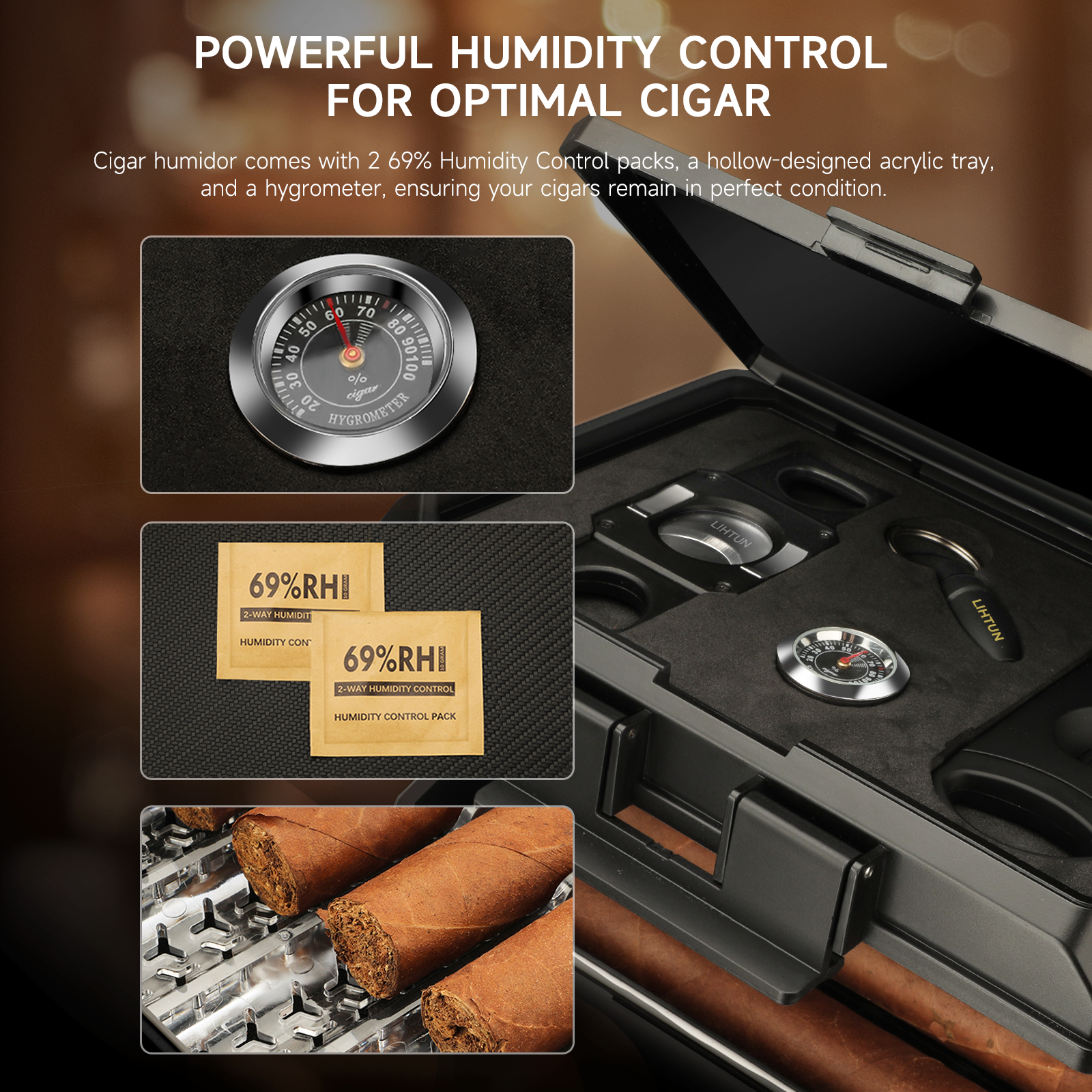 Portable Travel Humidor Box wi - Cigar Cutter Set 리뷰 및 가격