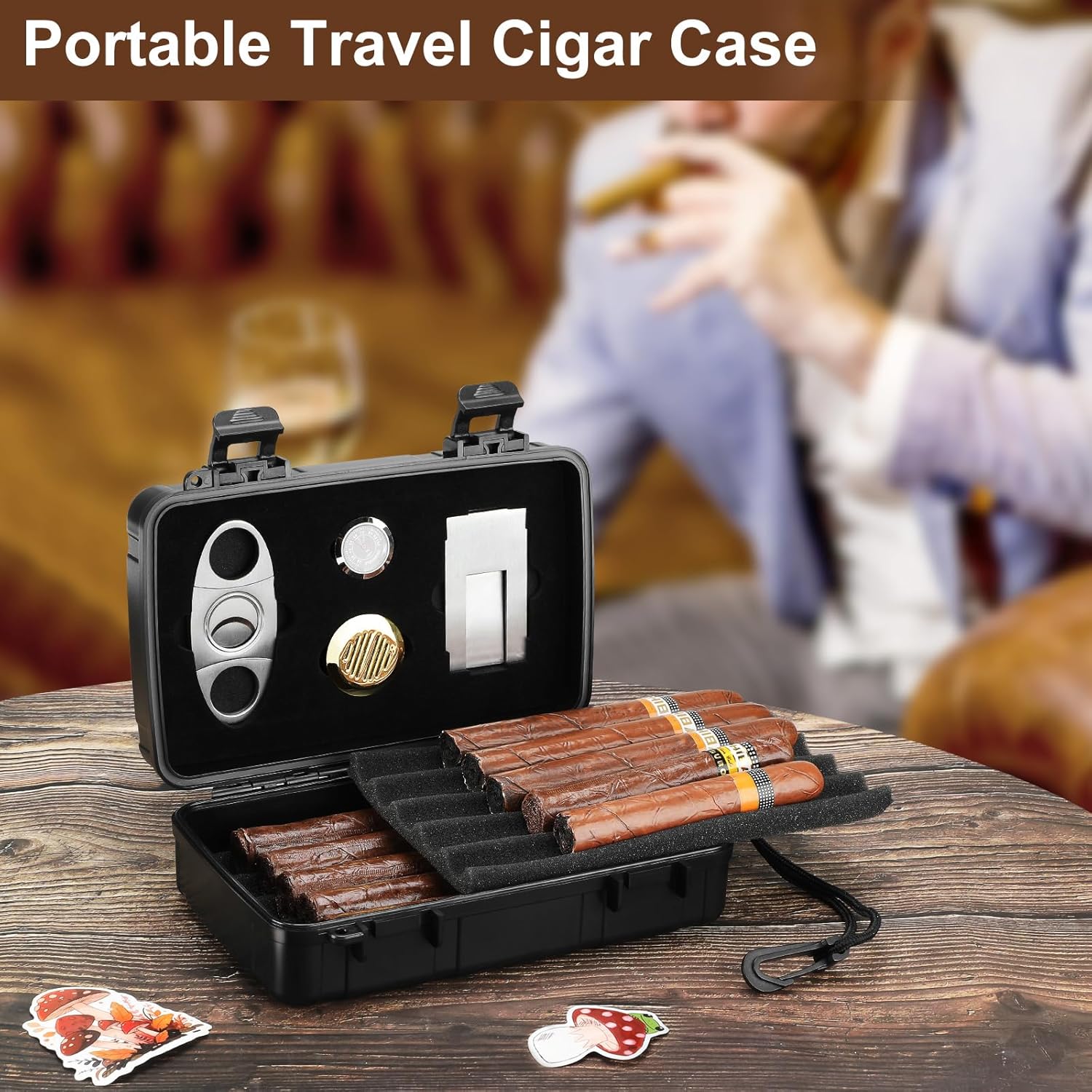 Portable Cigar Humidor Holds 1 - Cigar Cutter Set 리뷰 및 가격